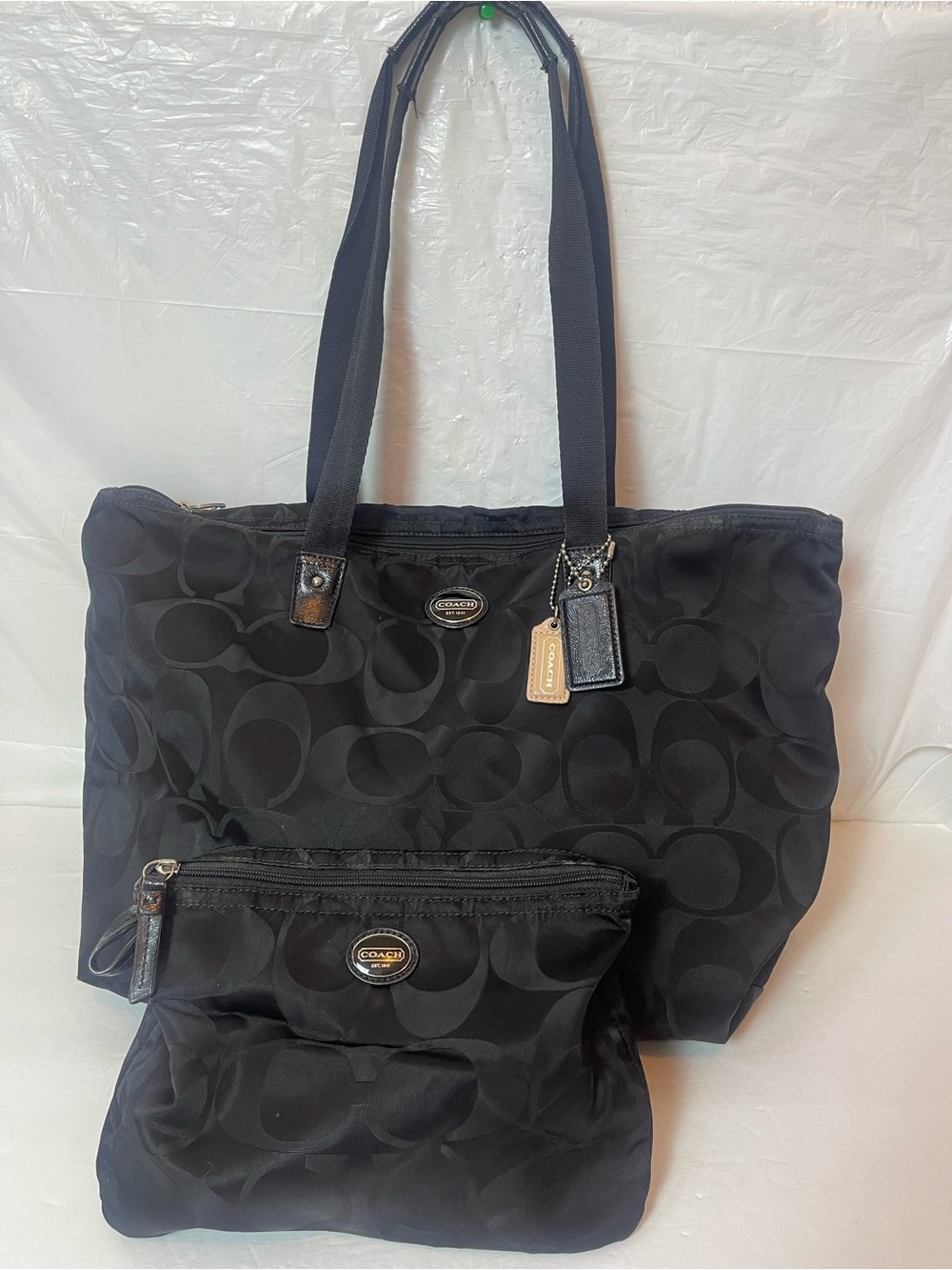 COACH Getaway Signature Nylon Packable Weekender Tote Bag with pouch